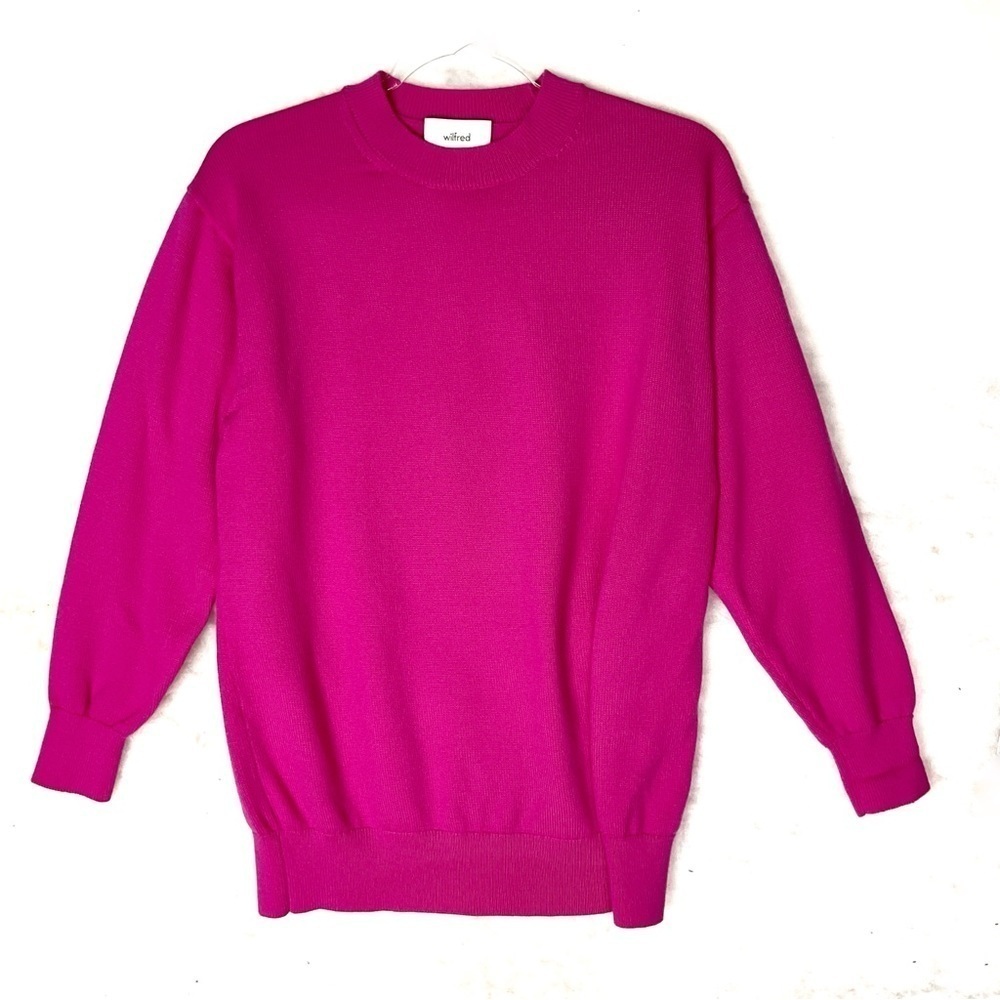 Aritzia Wilfred Endless Sweater Sz S Vital Pink Oversized Tunic Merino W…